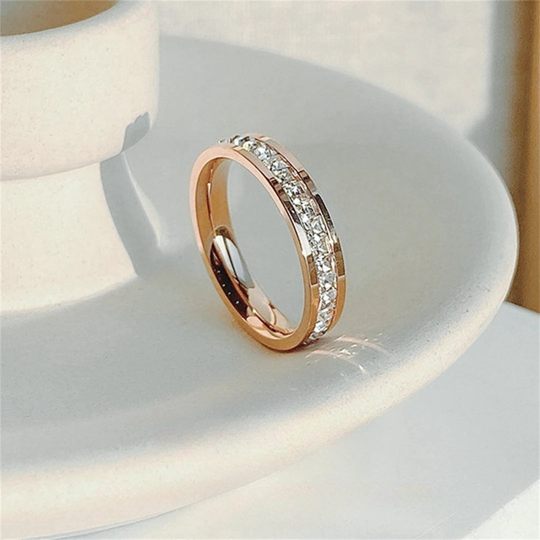 Rowed Square Zircon Ring