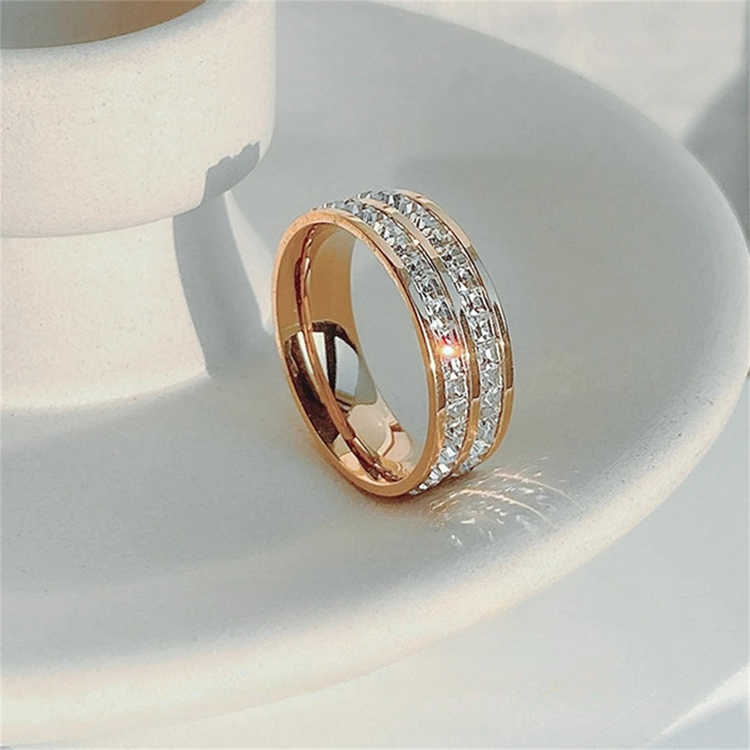 Rowed Square Zircon Ring