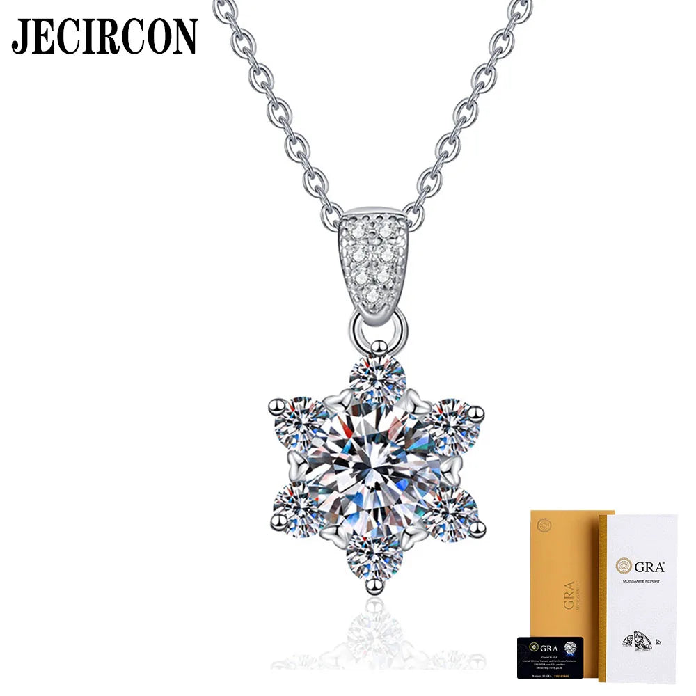 JECIRCON's S925 Sterling Silver Moissanite Snowflake Necklace