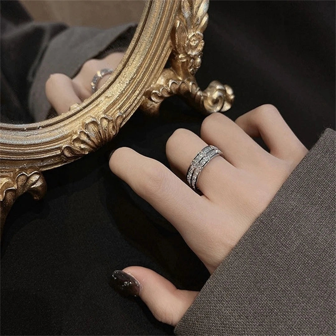 Rowed Square Zircon Ring