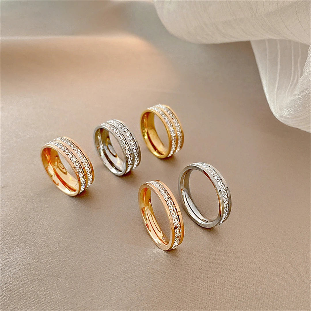 Rowed Square Zircon Ring