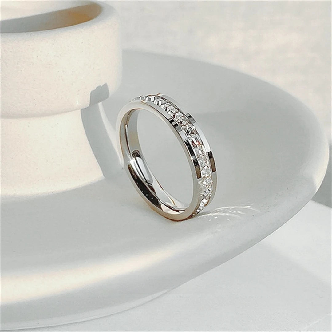 Rowed Square Zircon Ring