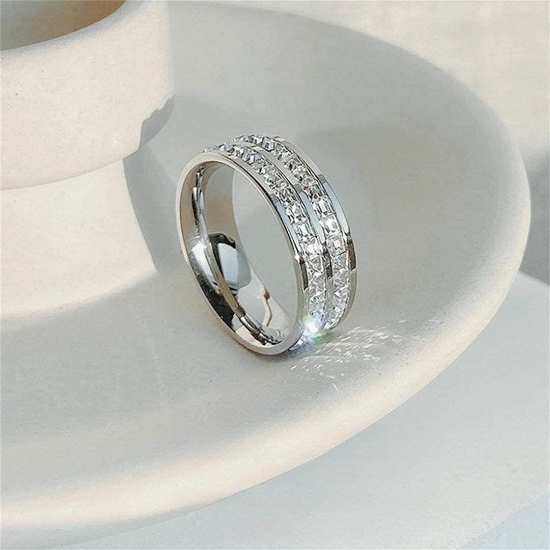 Rowed Square Zircon Ring