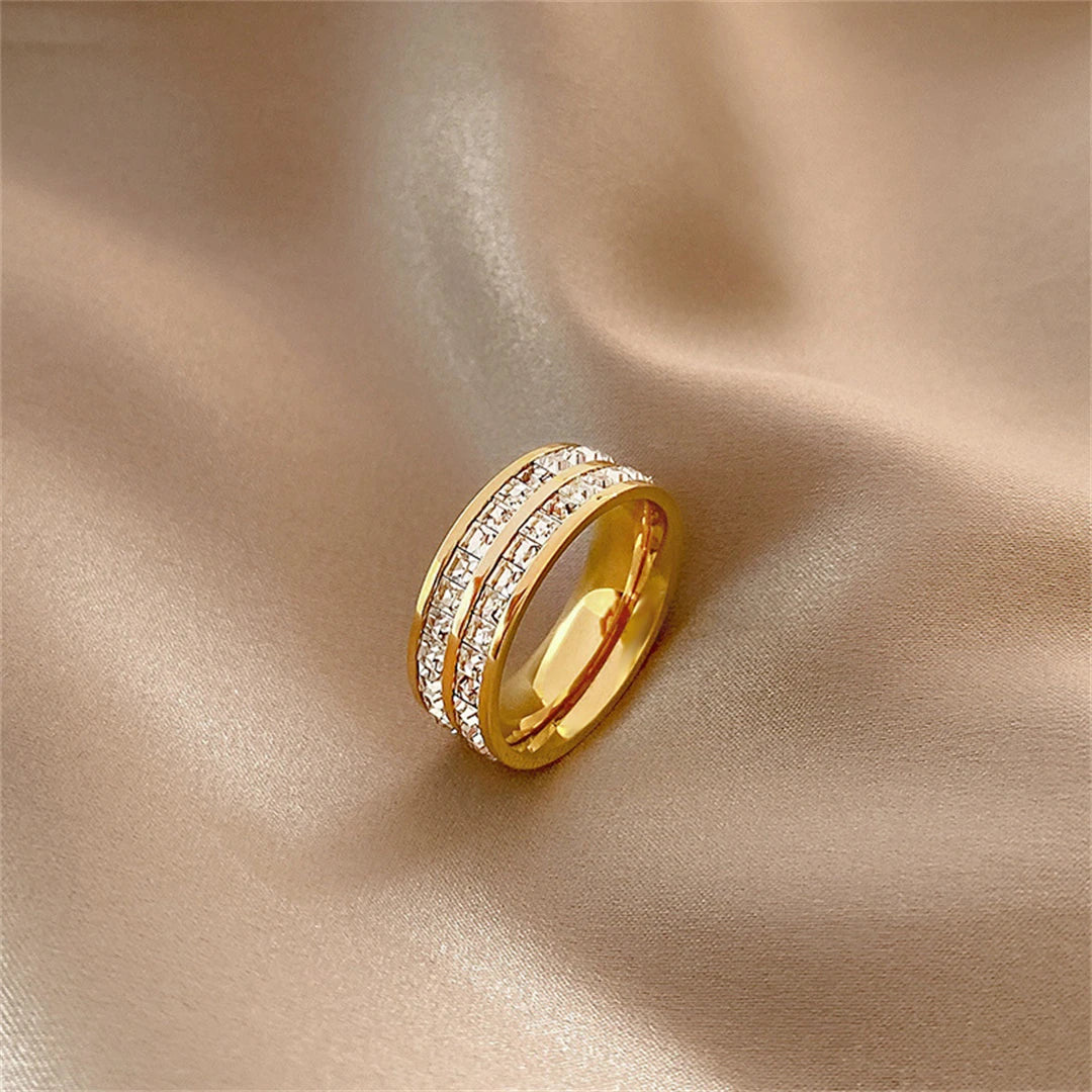 Rowed Square Zircon Ring