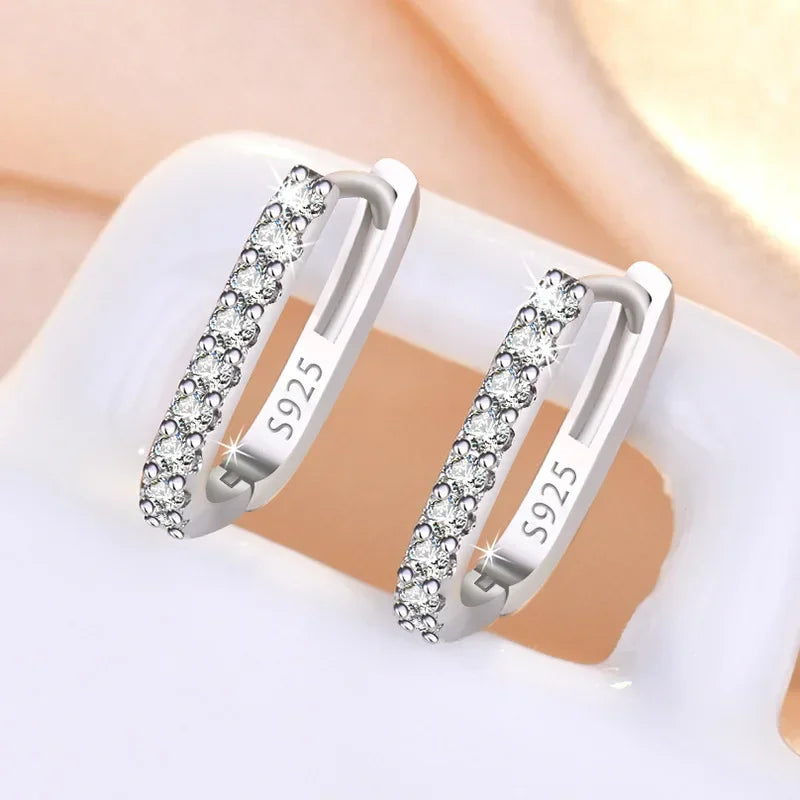 Silver Crystal Hoop Earrings