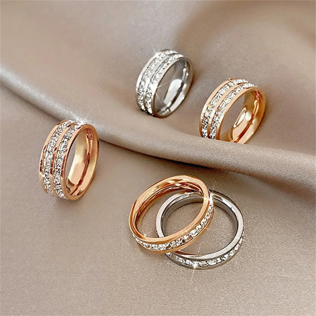 Rowed Square Zircon Ring