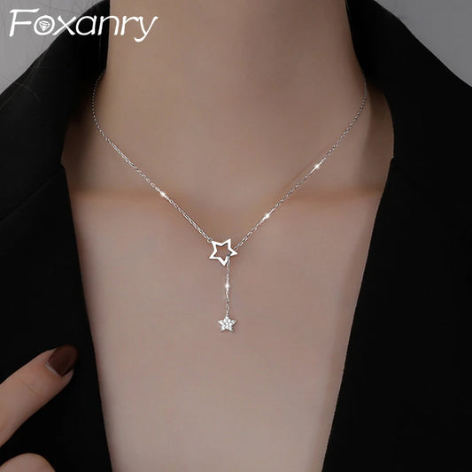 Foxanry's Sparkling Zircon Star Necklace