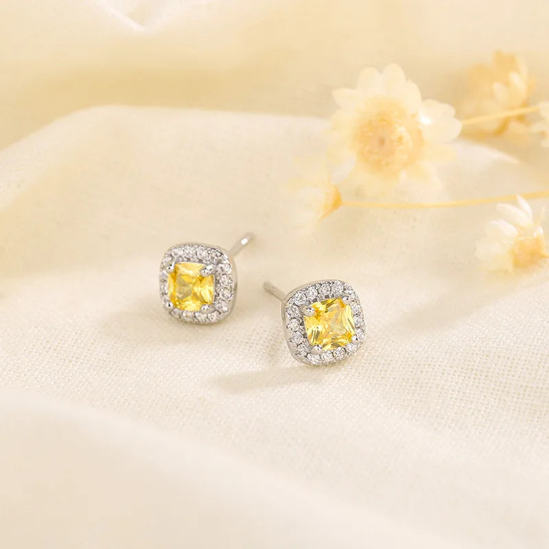 Luxury Crystal Round Stud Earrings