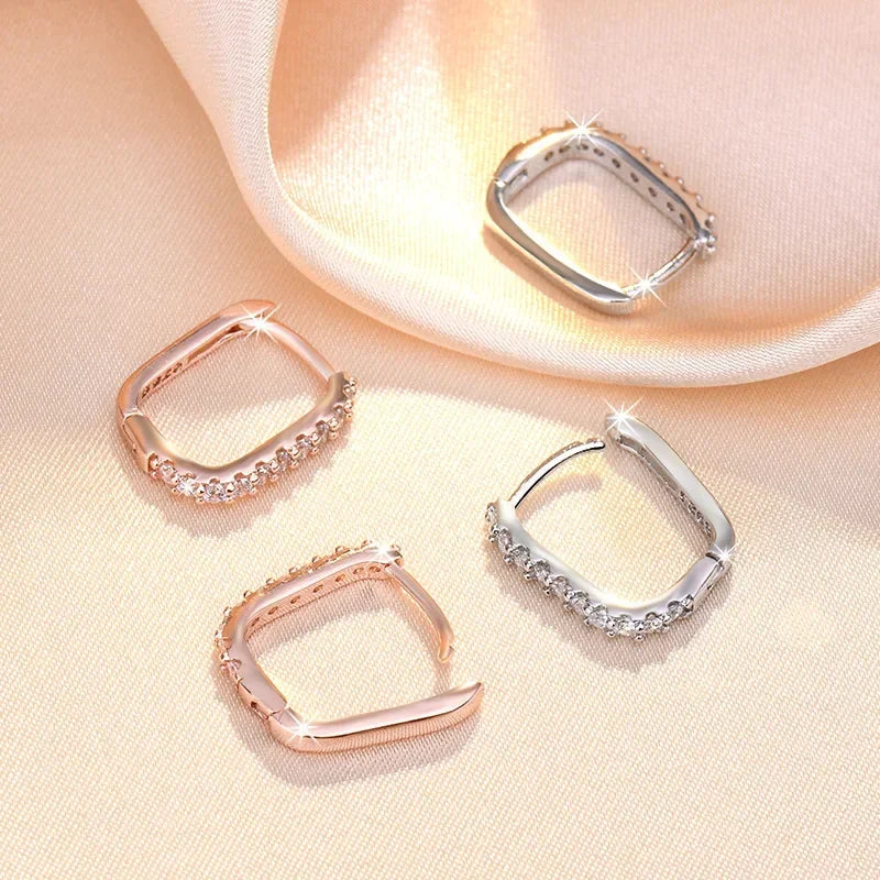 Silver Crystal Hoop Earrings