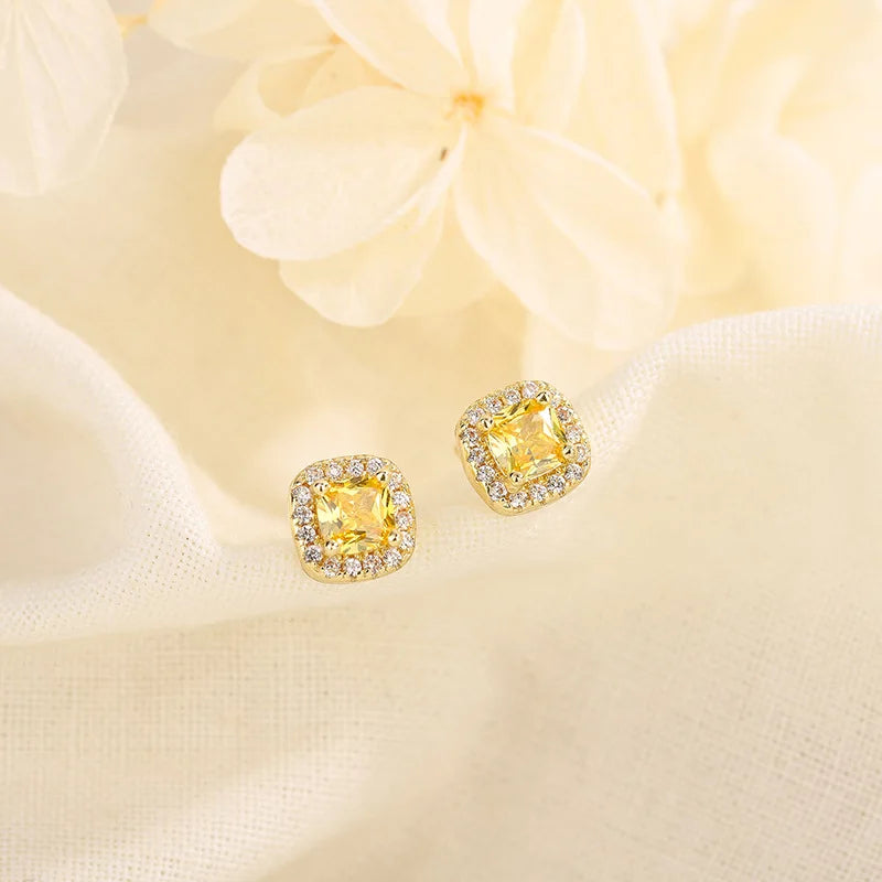 Luxury Crystal Round Stud Earrings