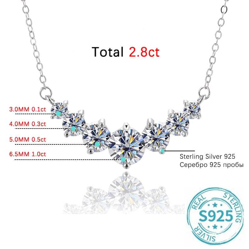 URMYLADY Moissanite Necklace for Woman Wedding Fine Jewely with Certificates 925 Sterling Sliver Plated 18k White Gold Necklace