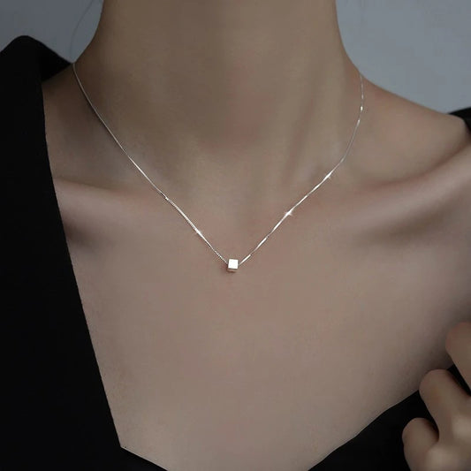 925 Sterling Silver Square Pendant Necklace