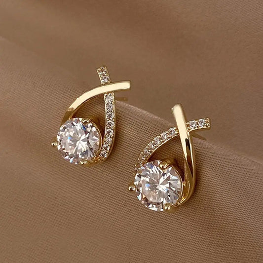 Korean-Style Cross Stud Earrings