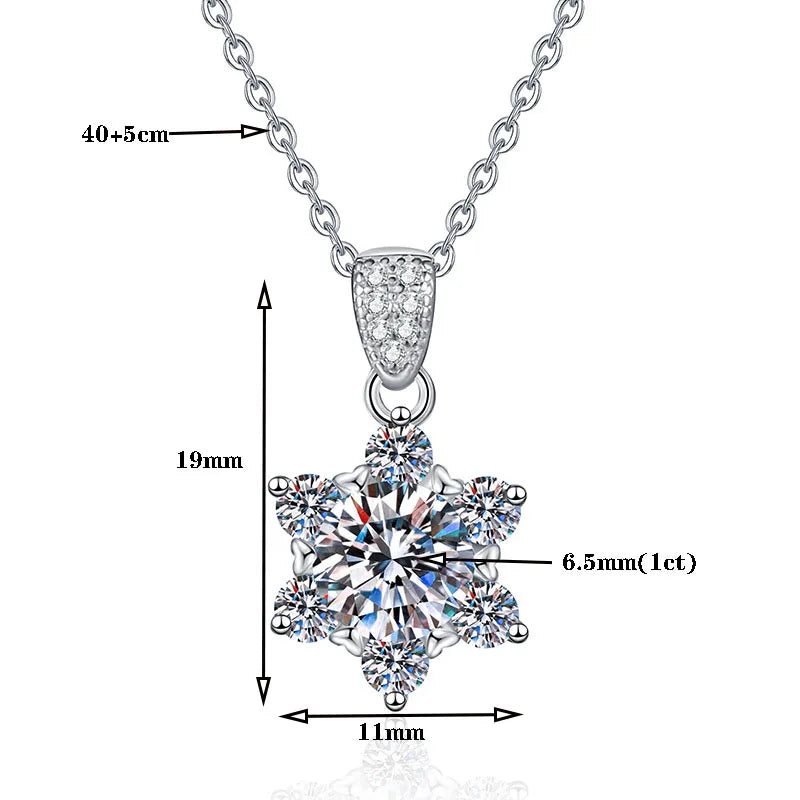 JECIRCON's S925 Sterling Silver Moissanite Snowflake Necklace