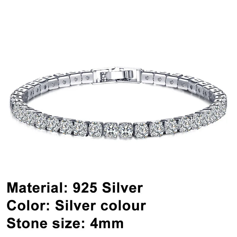 Stunning 925 Sterling Silver Hip Hop Tennis Bracelet