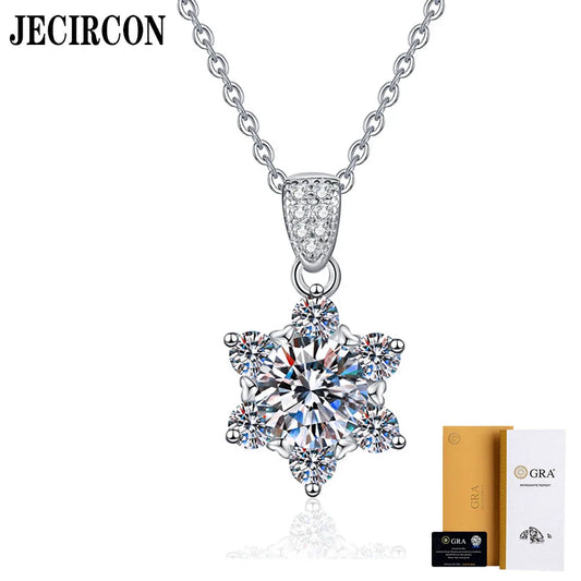 JECIRCON's S925 Sterling Silver Moissanite Snowflake Necklace