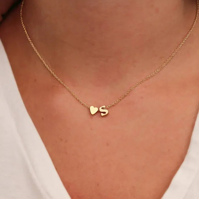 Dainty Initial Heart Necklace