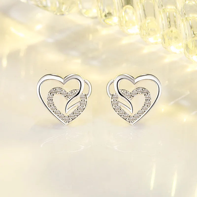 36 Stunning Variants of 925 Sterling Silver Heart Stud Earrings