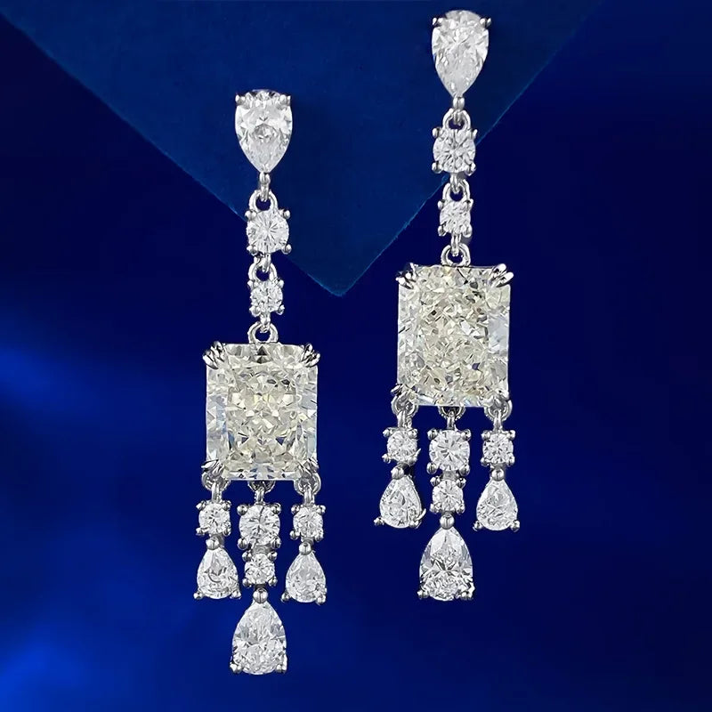 Luxury Flower Lab Moissanite Diamond Dangle Earring