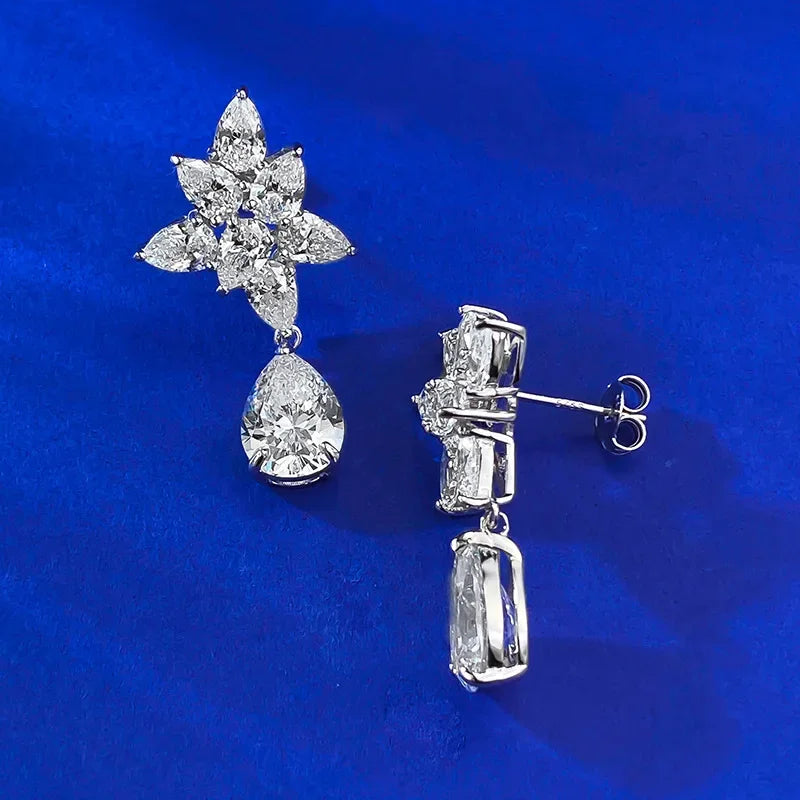 Luxury Flower Lab Moissanite Diamond Dangle Earring