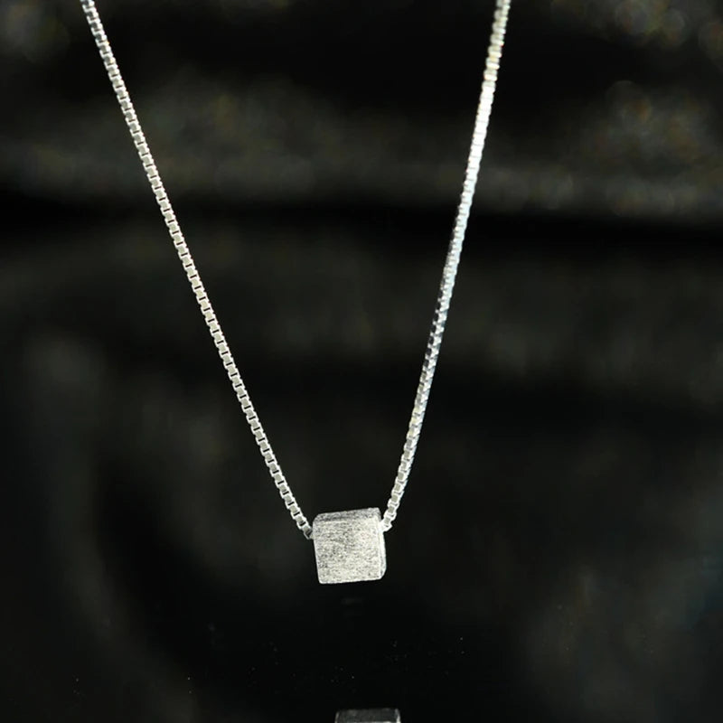 925 Sterling Silver Square Pendant Necklace