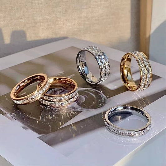 Rowed Square Zircon Ring