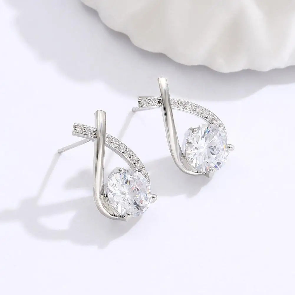 Korean-Style Cross Stud Earrings