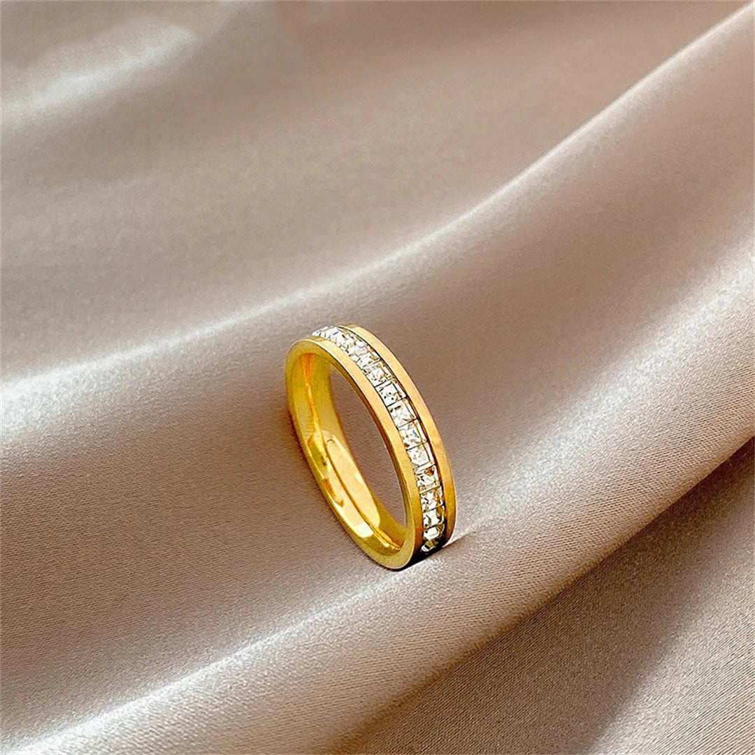 Rowed Square Zircon Ring