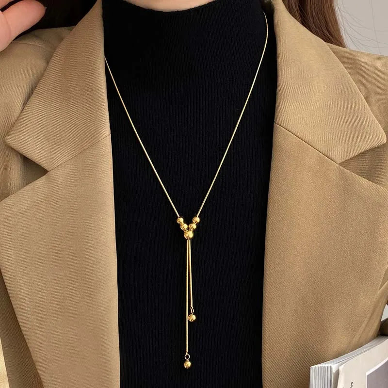 Chic Y-Shaped Ball Pendant Necklace