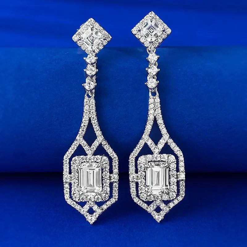 Luxury Flower Lab Moissanite Diamond Dangle Earring