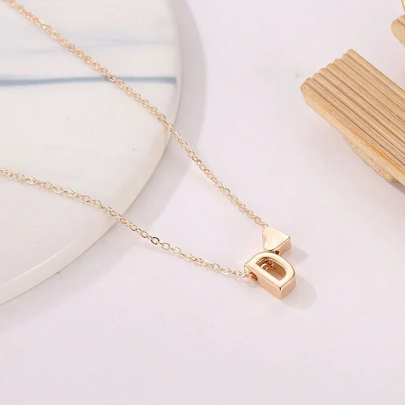 Dainty Initial Heart Necklace