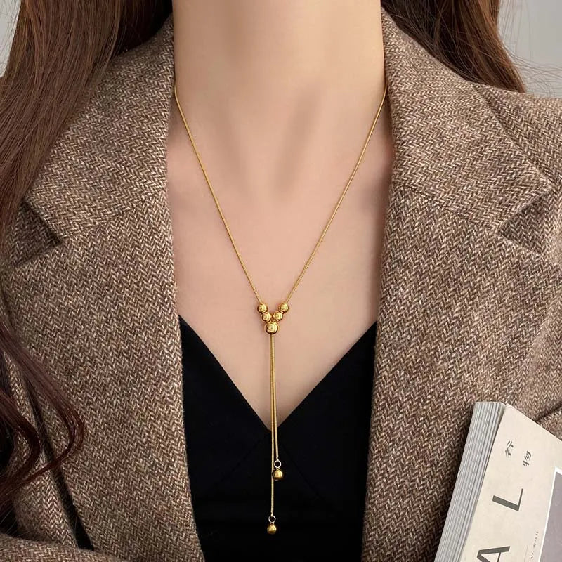 Chic Y-Shaped Ball Pendant Necklace