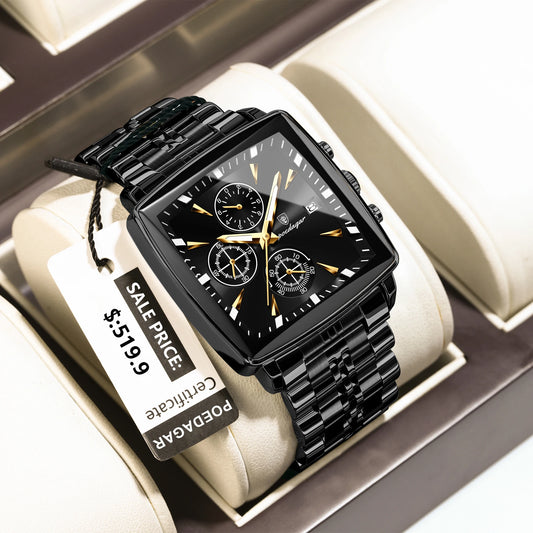 POEDAGAR Original Square Men’s Watch